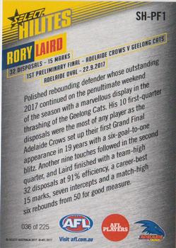 2017 Select AFL Hilites #SH-PF1 Rory Laird Back